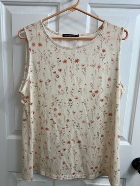 Cream Floral Sleeveless Top